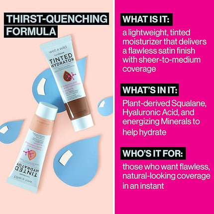 wet n wild Bare Focus Tinted Hydrator Matte Finish, Deep | Oil-Free | Moisturizing Makeup | Hyaluronic Acid | Sheer To Medium Coverage (Pack of 2)