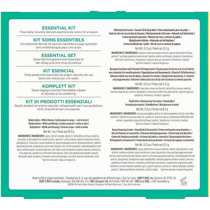 Burt's Bees Valentine's Day Gift Ideas - Essentials Everyday Set, 5 Travel Size Products - Deep Cleansing Cream, Hand Salve, Body Lotion, Foot Cream and Original Lip Balm