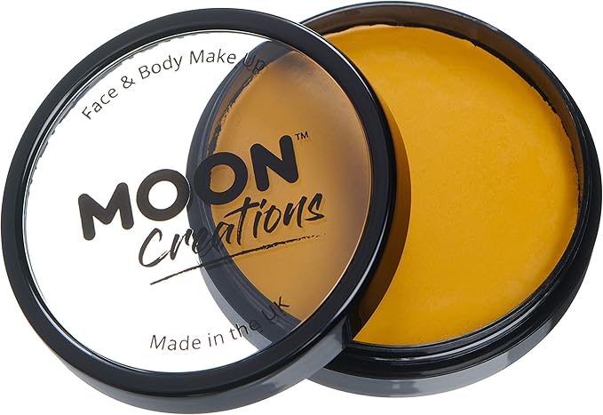 Pro Face & Body Paint Cake Pots by Moon Creations - Mustard - Professional Water Based Face Paint Makeup for Adults, Kids - 1.26oz