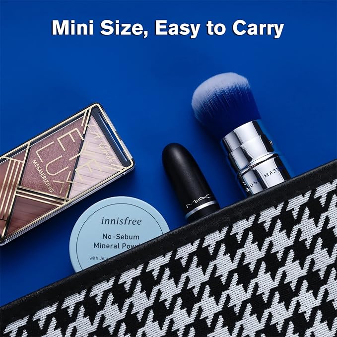 Retractable Kabuki Makeup Brush Travel Powder Brush for Foundation, Blush, Bronzer, Concealer, Portable Brush w/Cover…