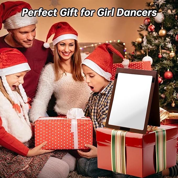 33“ x 13” Foldable Travel Mirror, Hanging Shatterproof Full Length Mirror for Makeup, Camping, RV Travel, Dorm Room, Portable Dance Practice Mirrors - Brown