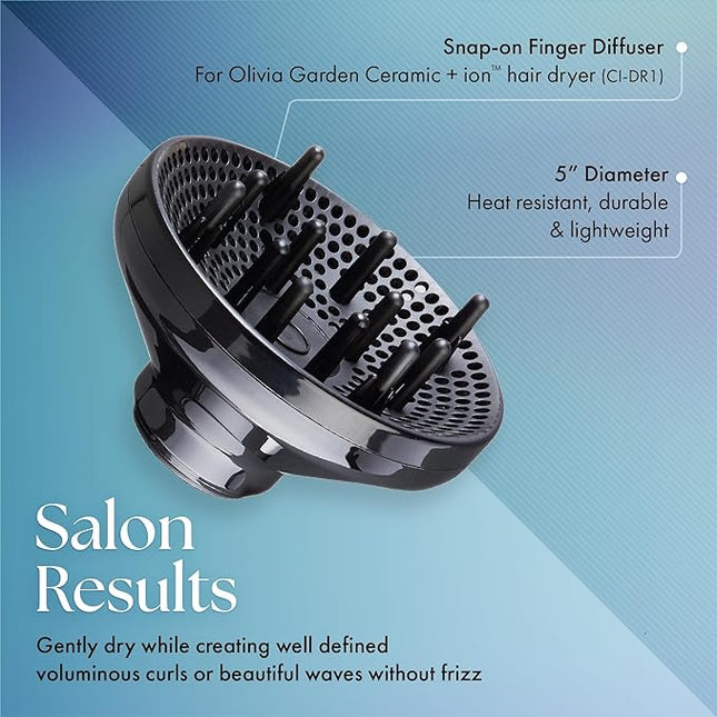 Olivia Garden 1875W Ceramic + Ion Professional Hair Dryer for Men and Women - Fast Drying Blow Dryer - Powerful Ionic Generator - 3 Heat Settings - with 2 Nozzles and Storage Bag - Black