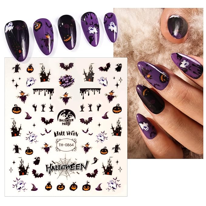 Melodysusie 5PCS Christmas Nail Art Stickers for Semi Cured Gel Nail Strips with3D Self-Adhesive Nail Decals Designs Nail Decorations DIY Manicure Supplies for Women Girls&Kids