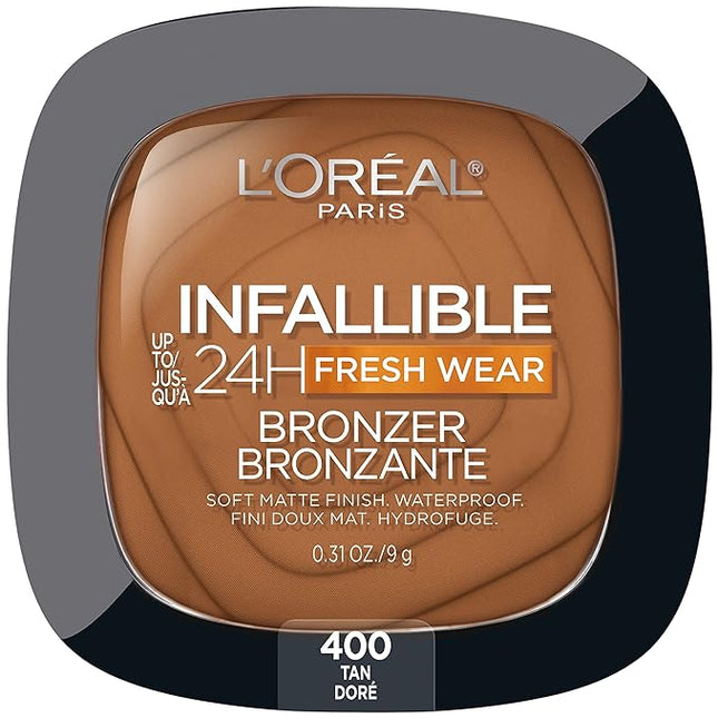 L'Oreal Paris Infallible Up to 24H Fresh Wear Soft Matte Longwear Bronzer. Waterproof, heatproof, Transfer, humidity and sweatproof, Tan, 0.31 oz