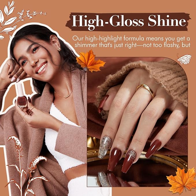 AZUREBEAUTY Gel Nail Polish Set - Nude Brown Fall Series 10ML 6 Colors Classic Gel Polish Popular Nail Art Colors Soak Off U V LED Nail Polish Gel Art Design DIY Salon