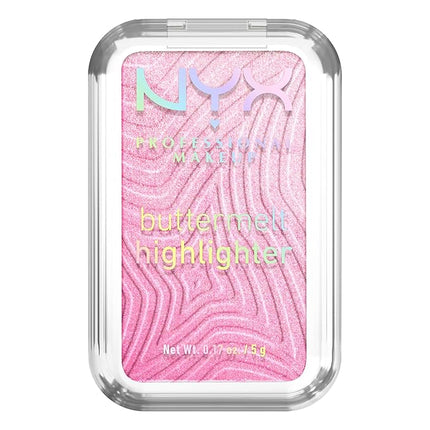 NYX PROFESSIONAL MAKEUP Buttermelt Highlighter, Powder Highlighter Makeup, With Up to 12H Wear and High Impact Glow - 15 U Butta Werk (Frosty Pink)