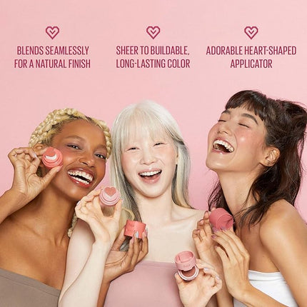 KAJA Blusher - Cheeky Stamp 05 Sassy | Kbeauty, Cute Makeup, Buildable & Blendable Shade with Heart-shaped Applicator, Sunkissed Finish, Travel size, Hygienic, Portable, Korean Makeup, 0.17 Oz