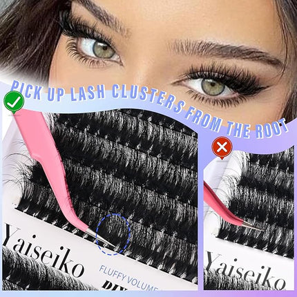 Fluffy Lash Cluster Eyelash Extensions 14-25mm Thick Lash Clusters 60D+80D D Curl Wispy Individual Lashes 280pcs False Eyelashes DIY Plant Fibers Lash Extension, by Yaiseiko