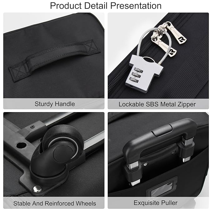 Relavel Rolling Makeup Case Professional Makeup Train Case Makeup Artist Travel Organizer 4 in 1 with Detachable Cosmetic Case and Dual Makeup Brush Case and Wheels (Black, 4-Pack)