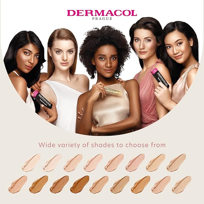 Dermacol Mini Full Coverage Foundation 13g, Liquid Matte Makeup with SPF 30, Waterproof Foundation for Oily Skin, Acne, & Under Eye Bags, Long-Lasting Makeup Products Shade - 212