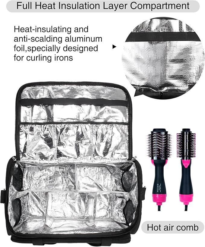 Professional Hairdressing Bag with 4 small bag, Toiletry Travel Bag, Cosmetics Beauty Hairdresser Bag with Shoulder Strap, Hair Makeup Salon Organizer Bag for Barber Insulation Material