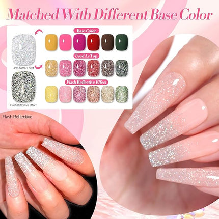 Born Pretty 15 Colors Nail Polish Set, Quick Dry Nail Polish Kit Pink Red Silver Gold Glitter Color Changing Orange Nail Lacquer Glossy Nail Polish Manicure Set for Valentines Day Gift