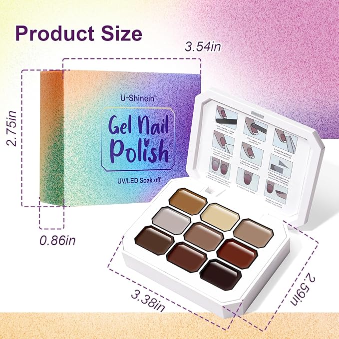 Gradient Painting Gel, 9 Colors Ombre Gel Nail Polish for Cream Brown Color Pigment Pat Aura Nails French Manicure Soak Off UV Long-lasting Home Salon DIY Nail Art Coconut Latte 1
