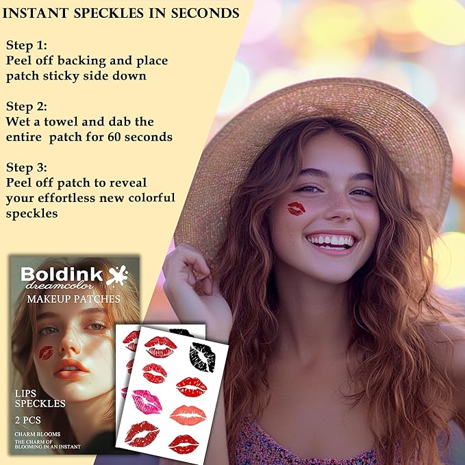 2pcs Makeup Stickers, Waterproof Face Lips Temporary Tattoo Stickers, Masquerade Stickers, Wedding Face Makeup Stickers for Women.