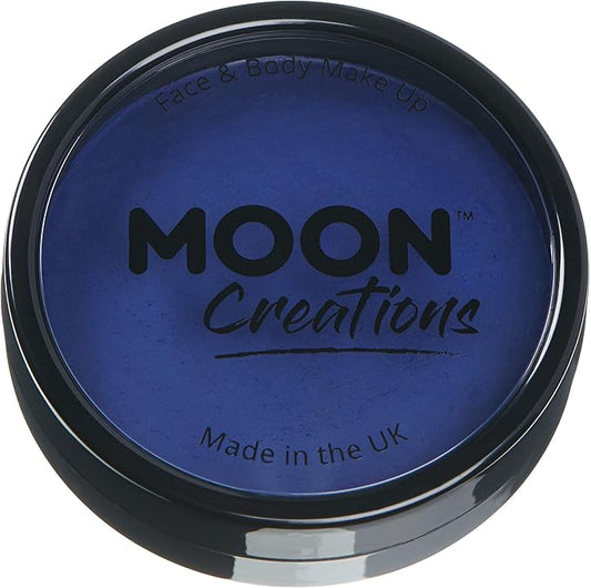 Pro Face & Body Paint Cake Pots Dark Blue - Professional Water Based Face Paint Makeup for Adults, Kids - 1.26oz