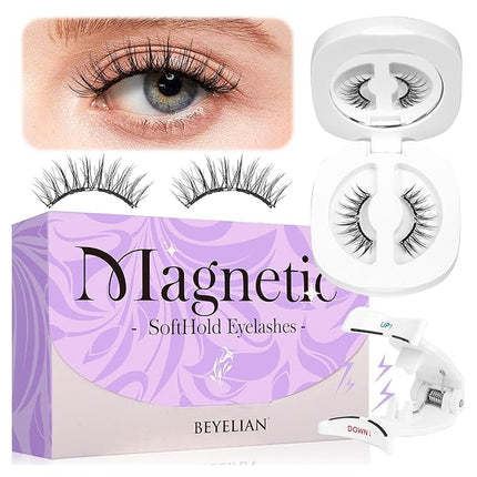 BEYELIAN Magnetic Eyelashes with Applicator, Soft Magnetic Lashes Natural Look Comfortable & Secure Fit Easy to Apply Reusable SME35-2