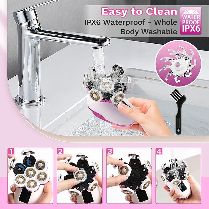 Electric Razors for Women, 7D Electric Shaver for Women, 5 in 1 Lady Shavers, Wet/Dry Bikini Trimmer, Painless Face Razor for Arms Legs Armpit Pubic Area