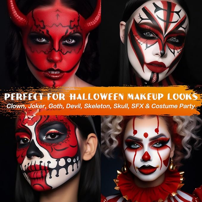 BOBISUKA Red Face Body Paint Stick Washable Water-Based Face Paint Makeup Stick for Halloween Clown, Joker, Goth, Devil, Skeleton, Skull, Cosplay, SFX, Sports Eye Black & Costume Party