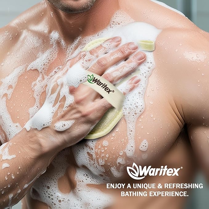 Egyptian Loofah Exfoliating Body Scrubber with Hand Strap, Oval Shower Pads Made from Natural Egyptian Loofah Fibers, Gentle Cleansing for Face and Body, for Men and Women 2 Count (1 Pack)