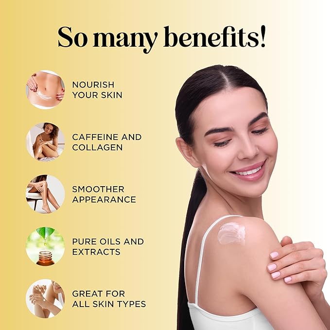 Skin Firming Body Lotion for Women - Caffeine & Collagen Body Lotion with Hyaluronic Acid for Dry Crepey Loose Skin and Cellulite - Skin Firming and Tightening Lotion for Belly Bum Chest & Thighs