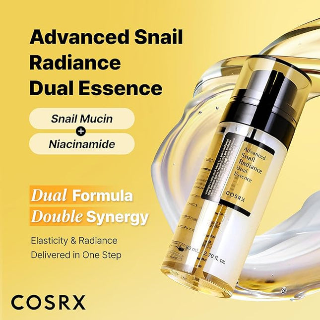 COSRX Snail Mucin 74% + Niacinamide 5% Dual Essence, Anti Aging Face Serum for Dull Skin, Sensitive Skin, Korean Skin Care, 2.70 fl.oz / 80ml