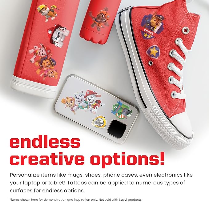 Paw Patrol Temporary Tattoos for Kids (50 pack). Made in the USA w Certified Safe Ink. Birthday Party Supplies and Party Favors Kit. Bulk Temporary Tattoos Stickers Set for Girls and Boys.