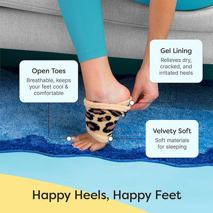 ZenToes Moisturizing Socks for Cracked Heel Treatment, Vitamin E, Olive Oil and Jojoba Oil Infused Heel Socks, Galentines Day Gifts, Self Care Gifts for Women (Cheetah, Regular)