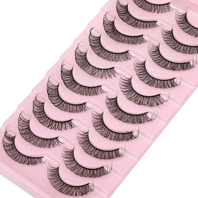 wiwoseo False Eyelashes Russian Strip Lashes Wispy Lashes Natural Look 16MM Lightweight 3D Effect Russian Volume Fake Eyelashes 10 Pairs Pack