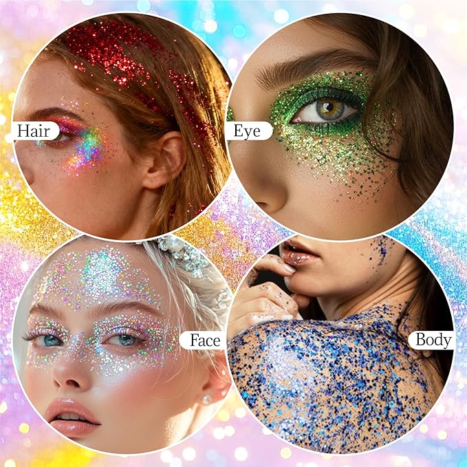 DAGEDA Red Body Glitter Stick,Sparkly Face Glitter Makeup,Holographic Hair Glitters Mermaid Makeup Rave Outfits for Women, Shimmer Face Paint Stick Singer Concert Accessories