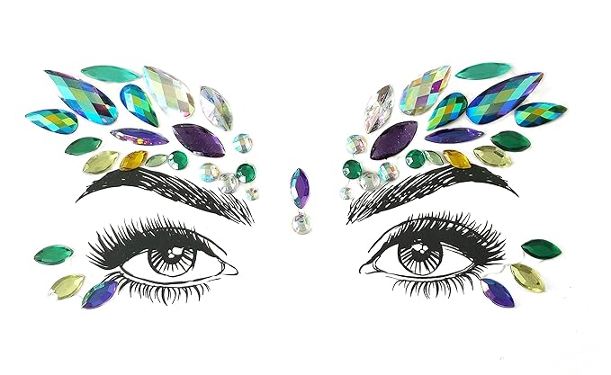 6 Pcs Festival Gems, Glitter Rhinestone Rave Face Jewels, Crystals Stickers, Eyes Body Temporary Tattoos