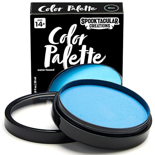 Spooktacular Creations Halloween Makeup Face Body Paint Waterproof Foundation Cream Cake Tub, Halloween Party Cosplay Clown Sfx Costume and Dress Up Makeup for Adult( 1 Oz, Light Blue )