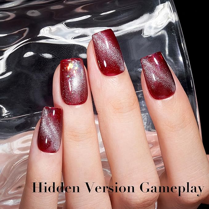 AZUREBEAUTY Cat Eye Nail Polish Fast Drying Silvery Glitter Nail Polish Moonlight Natural Glassy Shine Salon Quality for Women Girl Gifts