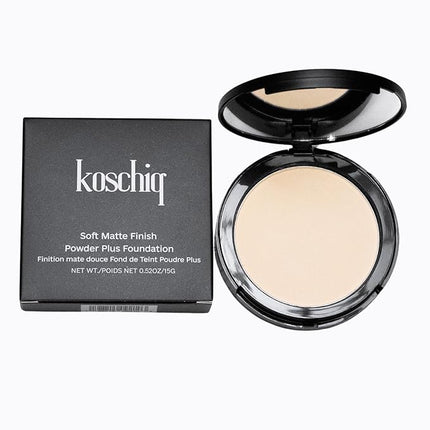 Koschiq Soft Matte Powder + Foundation – 2-in-1 Compact with Oil Control & Blurring Effect | 24hrs stay Longwear, Buildable Matte Finish | k-25 : Fair with warm yellow undertone
