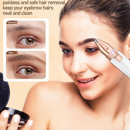 Eyebrow & Facial Hair Removal for Women: 2 in 1 Rechargeable Eyebrow Trimmer & Face Shaver, Painless Electric Facial Eye brow Razors Epilator with Built-in LED Light -Perfect for Face, Lips & Body