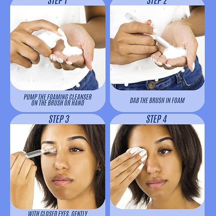 STACY LASH Shampoo 100ml Cleaning Kit of Eye Makeup Remover (Foam Cleanser) & Shampoo Brush & Mascara Brush Bundle with Eyelash Serum 5ml for Lash Growth and Thickness