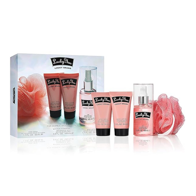 Lucky Brand, Lucky You Women's Fragrance 4 Piece Bath Set, 3.4 fl. Oz
