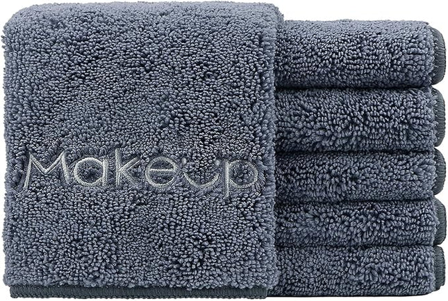 HOMEXCEL Makeup Remover Wash Cloth 6 Pack, Soft Quick Dry Facial Cleansing Makeup Towels, Fingertip Face Towel Washcloths for Hand and Make up, 13 x 13 Inch, Grey