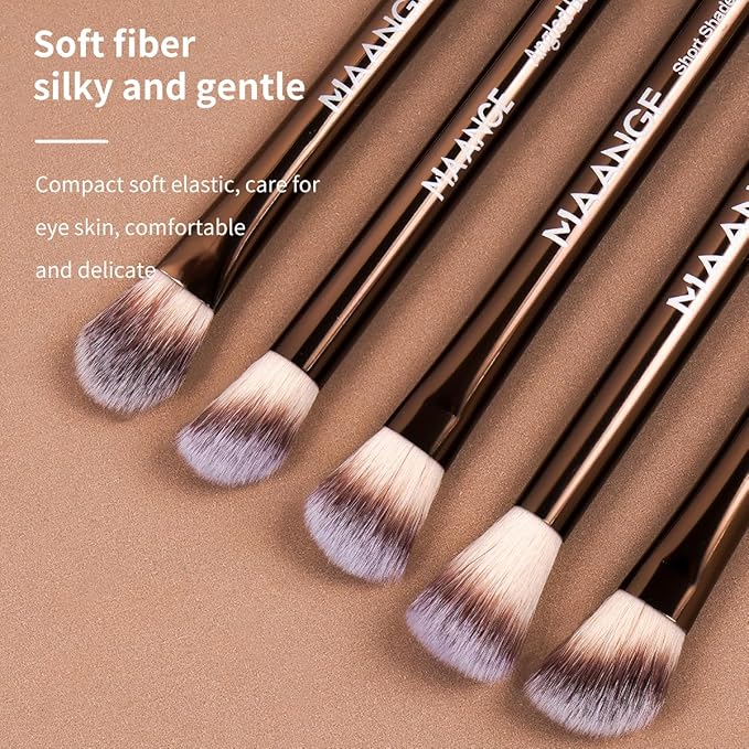 MAANGE 13 Pcs Makeup Brushes with Bag, Multi-functional Eye Makeup Brush Set Professional Blending Eyeshadow Concealer Eyebrows Eyeliner (Coffee Brown)