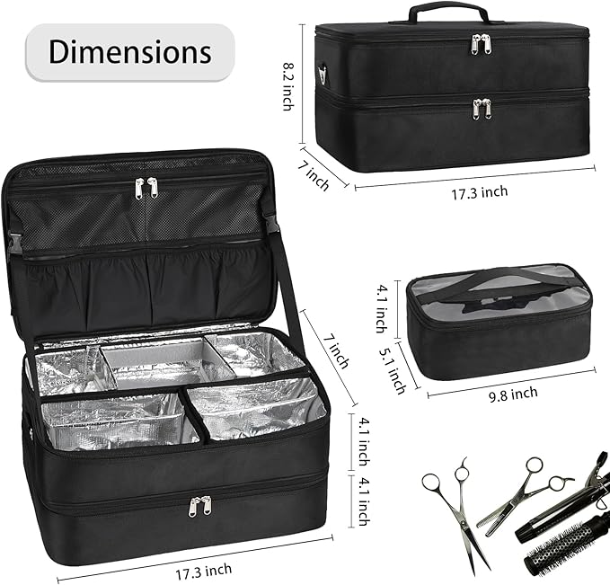 Extra Large Makeup Case, Professional Makeup Train Case for Makeup Artist Traveling Organizer, Double Layer XL Cosmetic Travel Case for Cosmetology with 3 Detachable compartments and 3 Makeup Bags