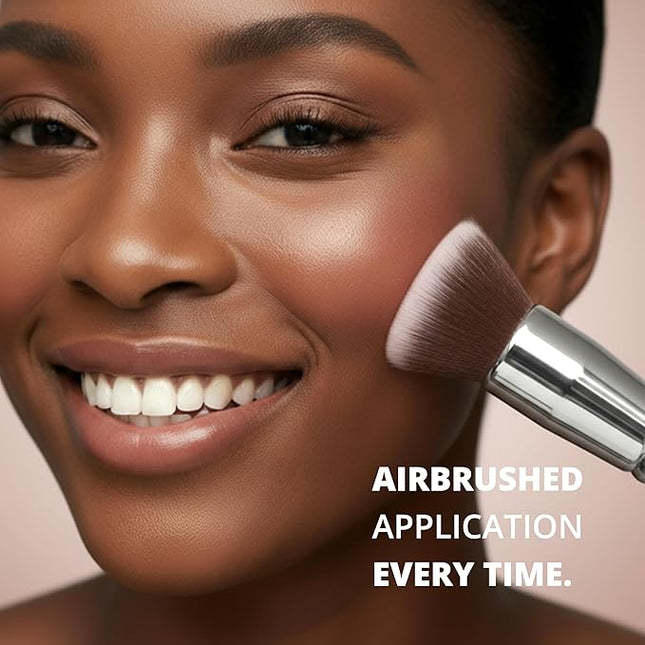 Lamora Makeup Brush Foundation Kabuki - Flat Top Face Brush for Liquid, Cream, and Powder Cosmetics - Full Coverage Blending, Buffing, Stippling, Contouring