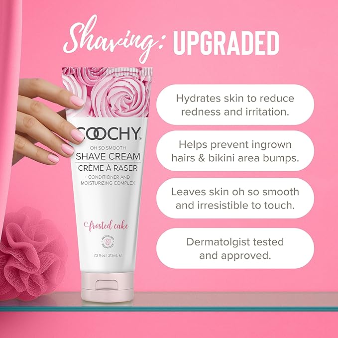 Coochy Shave Cream - Moisturizing Shave Lotion - Gentle Intimate Shaving Cream - For Bikini Area, Underarms, Legs & More - Rash-Free, Hydrating Formula - 32 oz, Frosted Cake