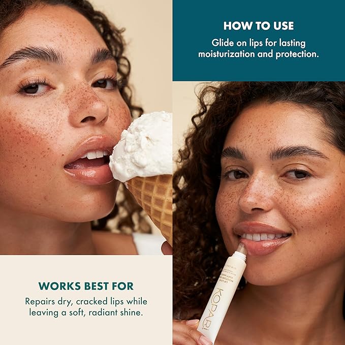 Kopari Lip Love Moisture Balm in Soft Vanilla Shimmer - Ceramide Hydrating Lip Balm with Coconut Oil, Shea & Mango Butters, Clean Vegan, 0.35 oz