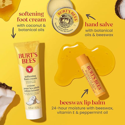 Burt's Bees Valentine's Day Gift Ideas - Essentials Everyday Set, 5 Travel Size Products - Deep Cleansing Cream, Hand Salve, Body Lotion, Foot Cream and Original Lip Balm