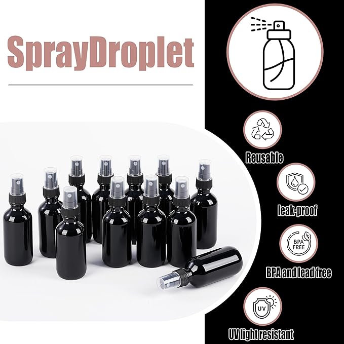 Glass Spray Bottles (2oz-24pcs, Black)