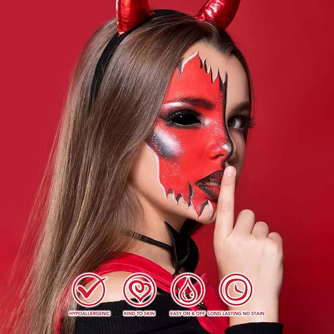 Red Face Paint, Water Based Full Body Paint Halloween Makeup,Cream Face Paint & Body Paint For Adults Clown Joker Demon Devil Vampire Spiderman Halloween Makeup 1.2 fl oz (35ml)