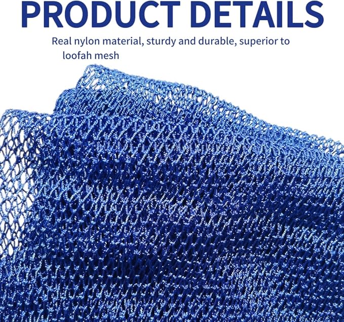 African Net Sponge Authentic, African Exfoliating Sponge Real African Net Black Owned, African Bath Sponge Back Scrubber, Body Exfoliator Shower Bath Accessories (Blue)