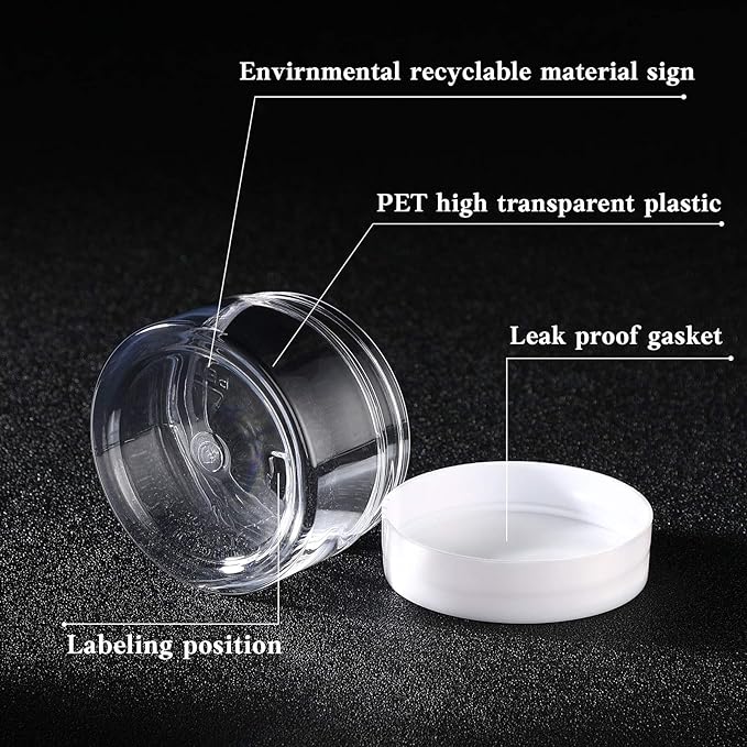 Patelai 4 Pieces Round Wide-mouth Leak Proof Plastic Container Jars with Lids for Travel Storage Makeup Beauty Products Face Creams Oils Salves Ointments DIY Making(1 Ounce,White)