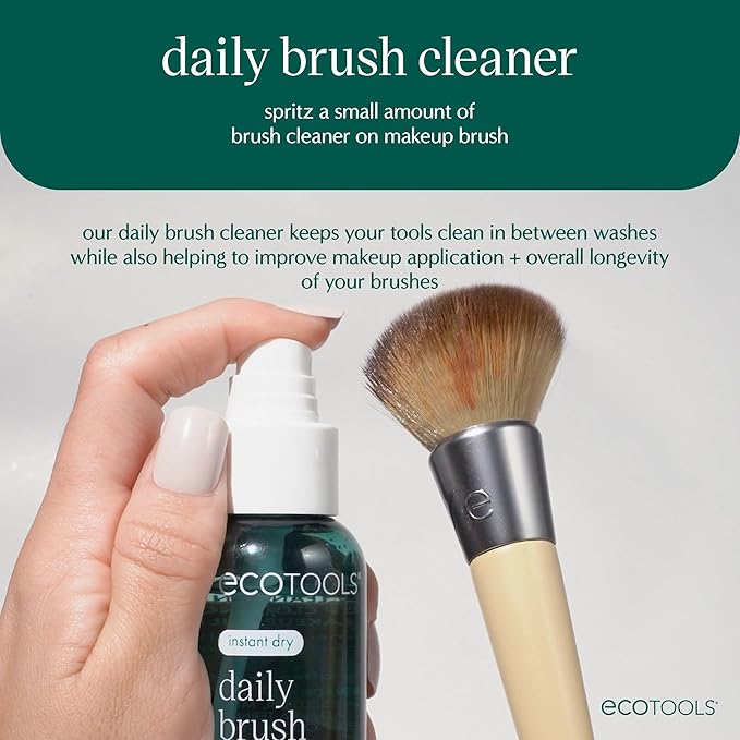 EcoTools Daily Makeup Brush Cleanser Spray, Quick Drying, Fragrance Free & Dermatologist Tested, Travel Size, TSA Approved, Cruelty-Free & Vegan 3 fl oz./89 ml. Bottle XL Refill