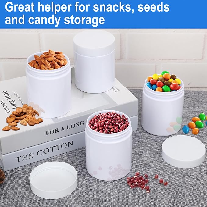 30 Packs 8.8oz (250 ml) Plastic White Jars with Lids, Cosmetic Containers jars with Wide-Mouth for slime, beads, rhinestones, sequins Cosmetics, Lotion, Cream, Ointments and More by KUKLIPJIM.