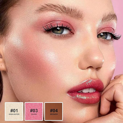 Lezero 3Pcs Contour Stick Makeup Kit, Shades with Highlighter, Blush and Bronzer Stick for Sculpt the Face and All Skin Type, Long Lasting, Smooth, Dewy & Matte Finish, LIGHT